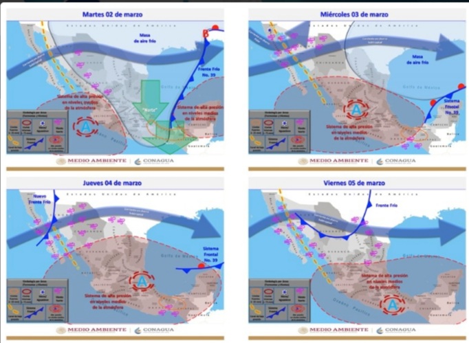 Emiten aviso preventivo por ingreso del Frente Frío 40 este jueves