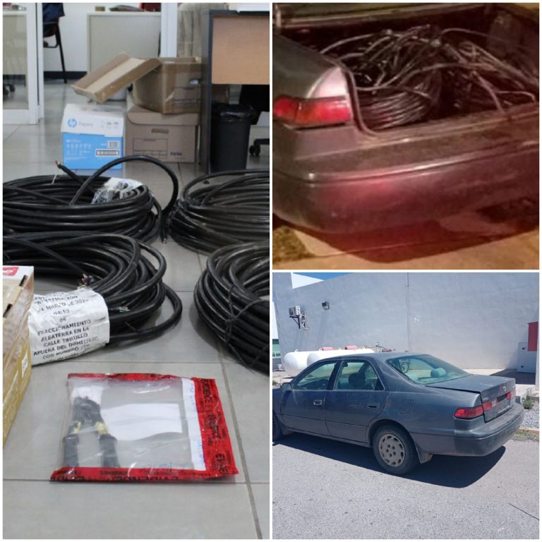 Asegura AEI auto que trasportaba cable eléctrico al parecer robado