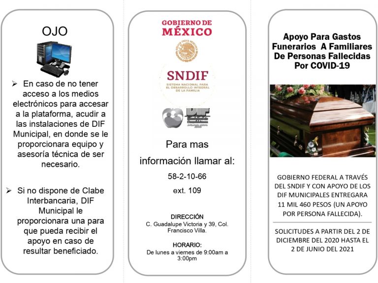 Apoya DIF Cuauhtémoc trámite para gastos funerarios por personas fallecidas por COVID-19