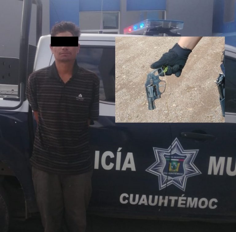 DETIENE POLICÍA MUNICIPAL A UNA PERSONA POR PORTACIÓN ILEGAL DE ARMA DE FUEGO