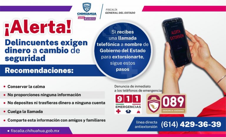 Alerta la Fiscalía General por llamadas de extorsión a nombre del Gobierno del Estado