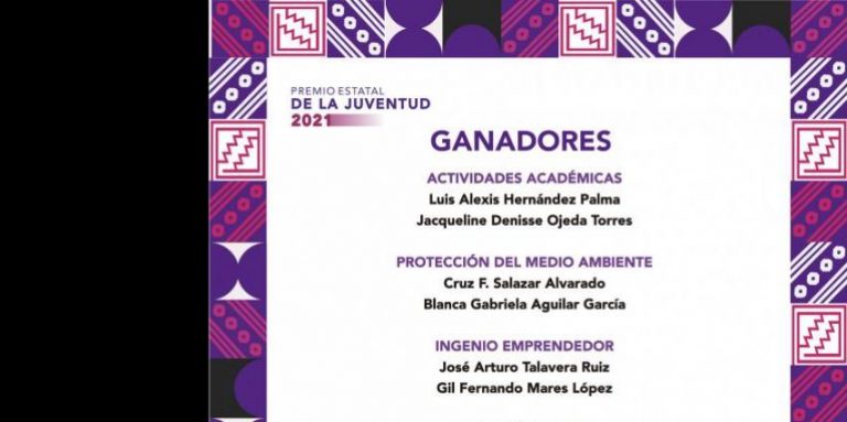 Anuncia ICHIJUV a las y los ganadores del Premio Estatal de la Juventud 2021