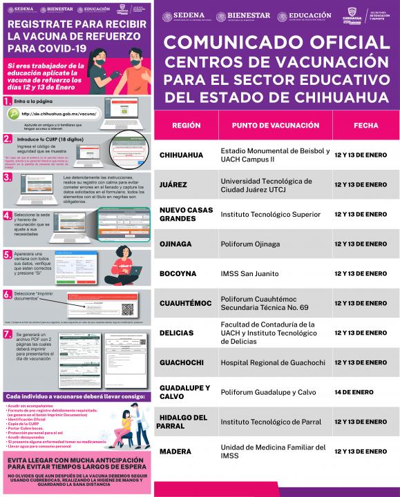 Abre Educación Estatal registro y da a conocer puntos de vacunación para personal educativo