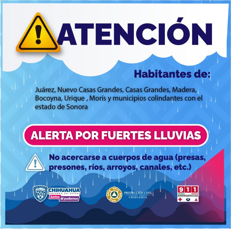 Inicia semana con lluvias y fuertes rachas de vientos en diferentes zonas del estado; CEPC emite recomendaciones