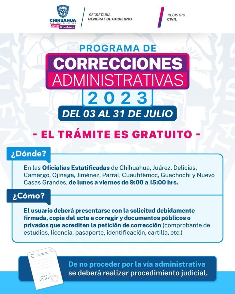 Inicia Gobierno del Estado “Programa de Correcciones Administrativas 2023” para rectificación de actas y de resolución judicial