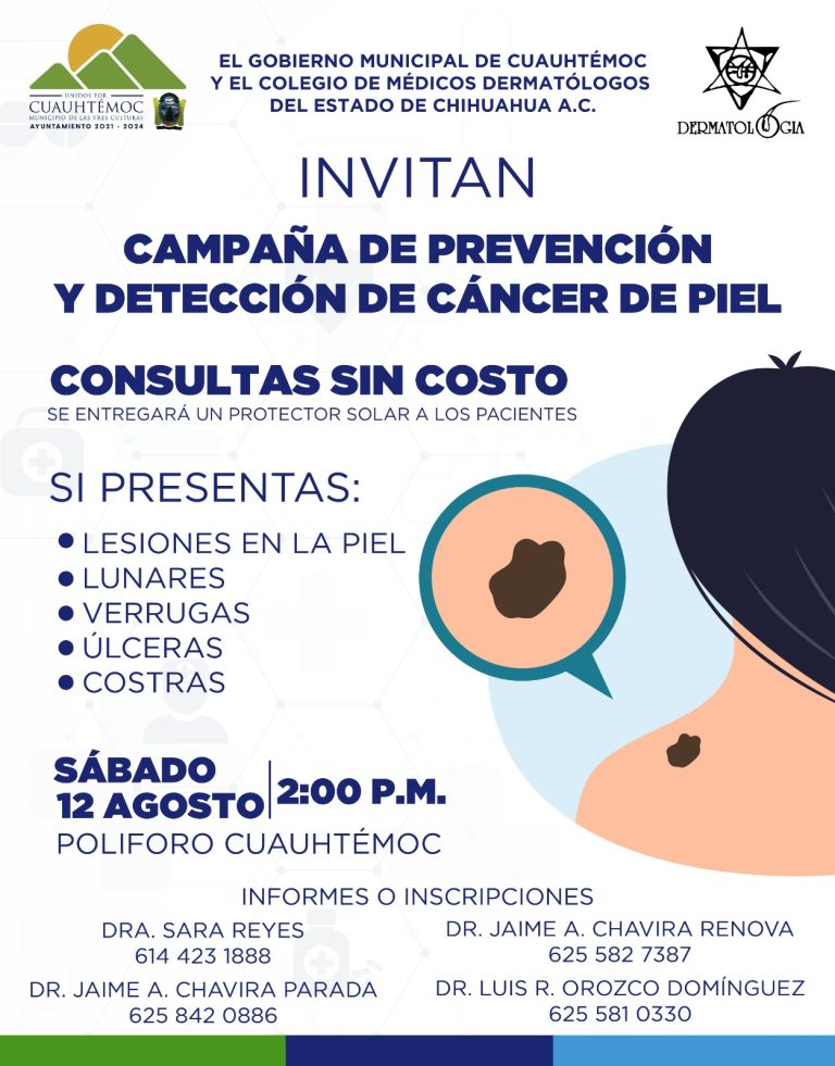 Realizarán Campaña de Prevención y Detección de Cáncer de Piel, en Cuauhtémoc