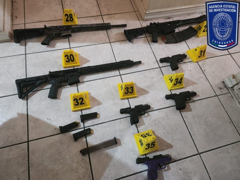 Asegura Fiscalía siete armas de fuego y un cuerpo en vivienda de la ciudad de Chihuahua