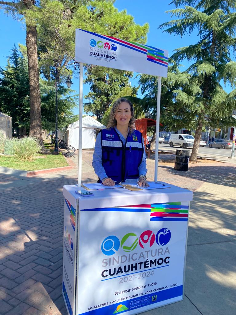 Sindicatura Cuauhtémoc instala módulo en la plaza principal para recepción de quejas y denuncias