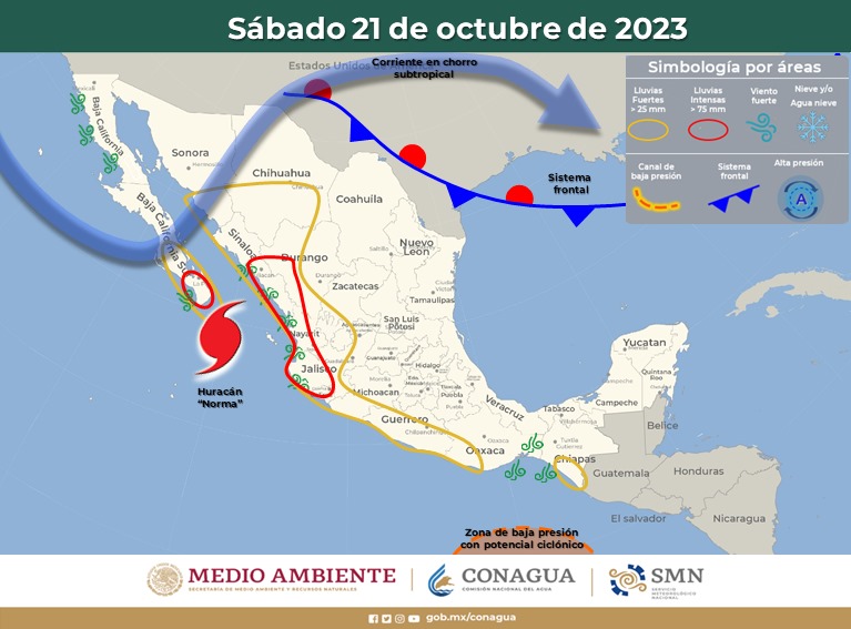 Emite Protección Civil Alerta Azul para 6 municipios de la entidad por aproximación del huracán “Norma”