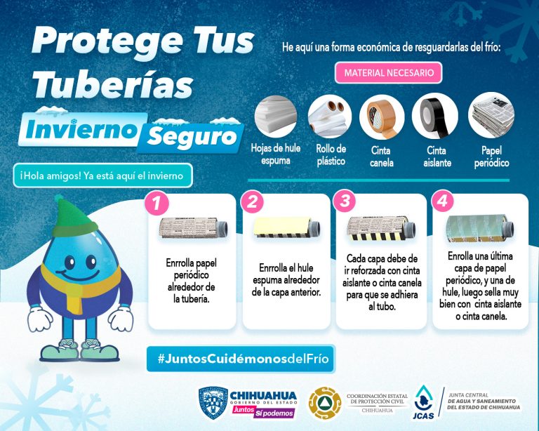 Recomienda JCAS proteger tuberías para evitar congelamiento y roturas durante temporada invernal