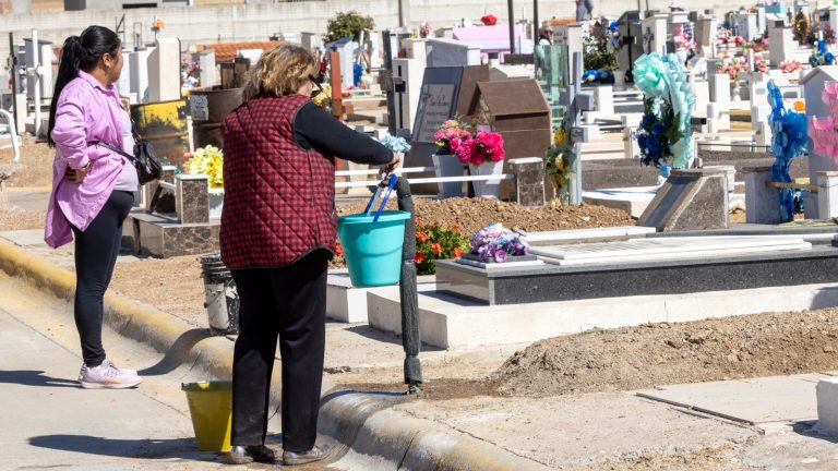 Visitantes arriban a panteones municipales, en Cuauhtémoc