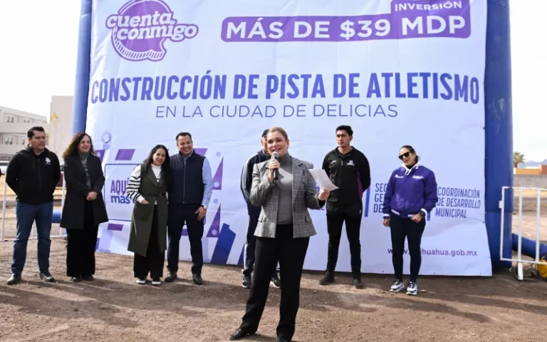 Maru Campos arranca la construcción de pista de atletismo en Delicias