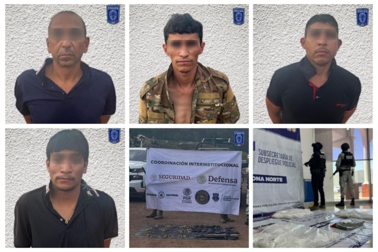 A disposición del Ministerio Público Federal detenidos con armas y municiones en Moris