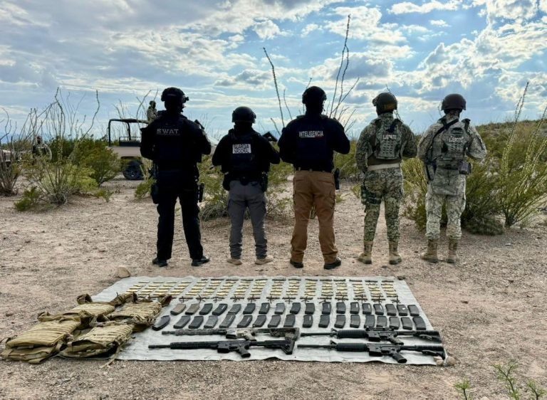 Asegura SSPE armamento y equipo táctico en operativo especial en la zona del Oasis, Ojinaga