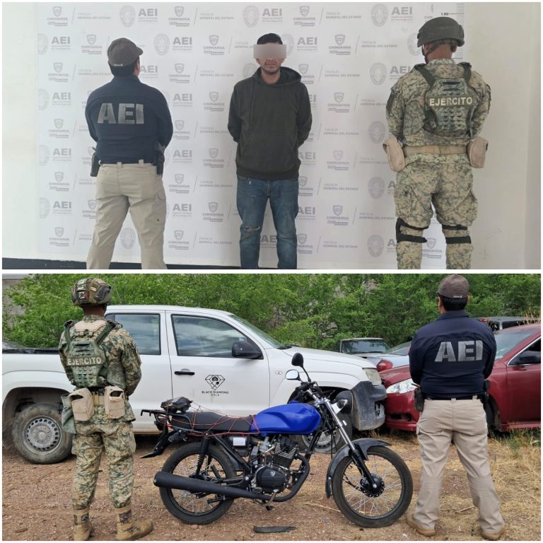 Detienen AEI y Ejército Mexicano a hombre en posesión de motocicleta robada